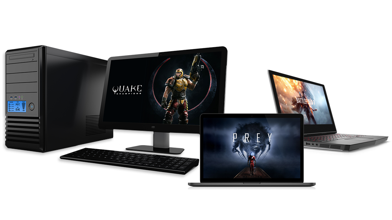 Assortment of gaming PCs outfitted with Radeon RX 500 GPU