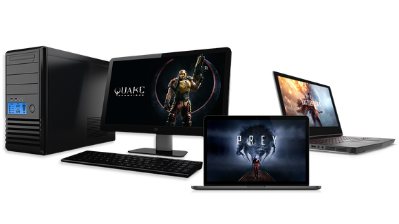 Assortment of gaming PCs outfitted with Radeon RX 500 GPU