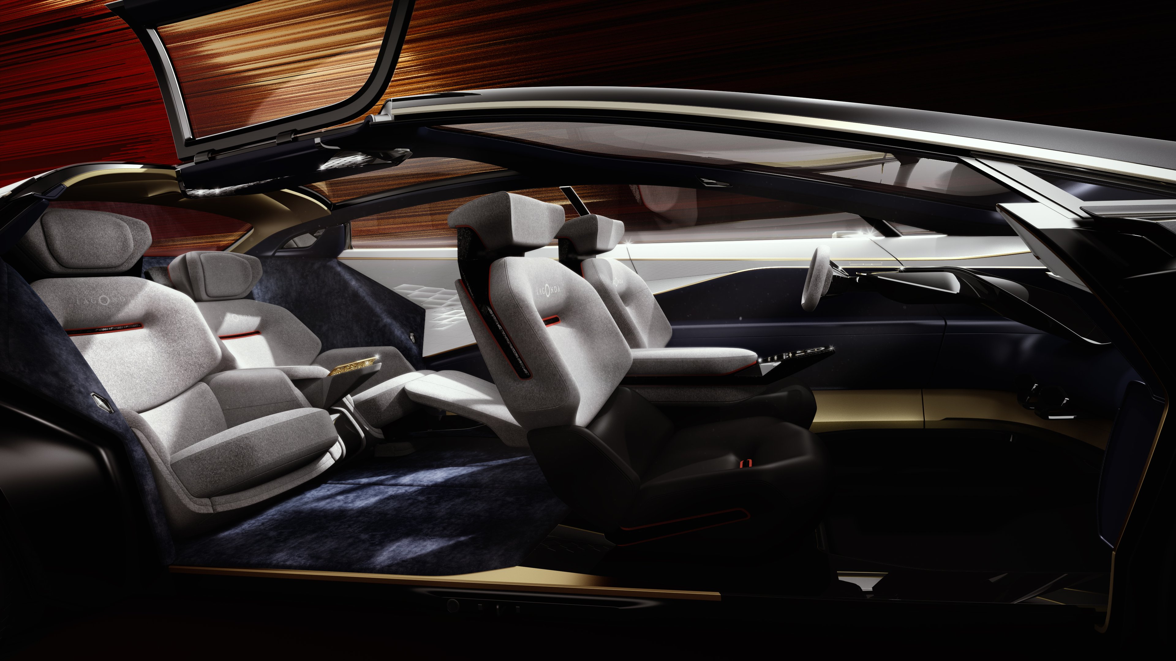 The Lagonda Vision Concept's interior, with futuristic touchscreen control surfaces.