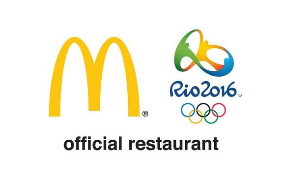 Golden Arches with Rio Olympic logo and statement of being official Olympic restaurant.