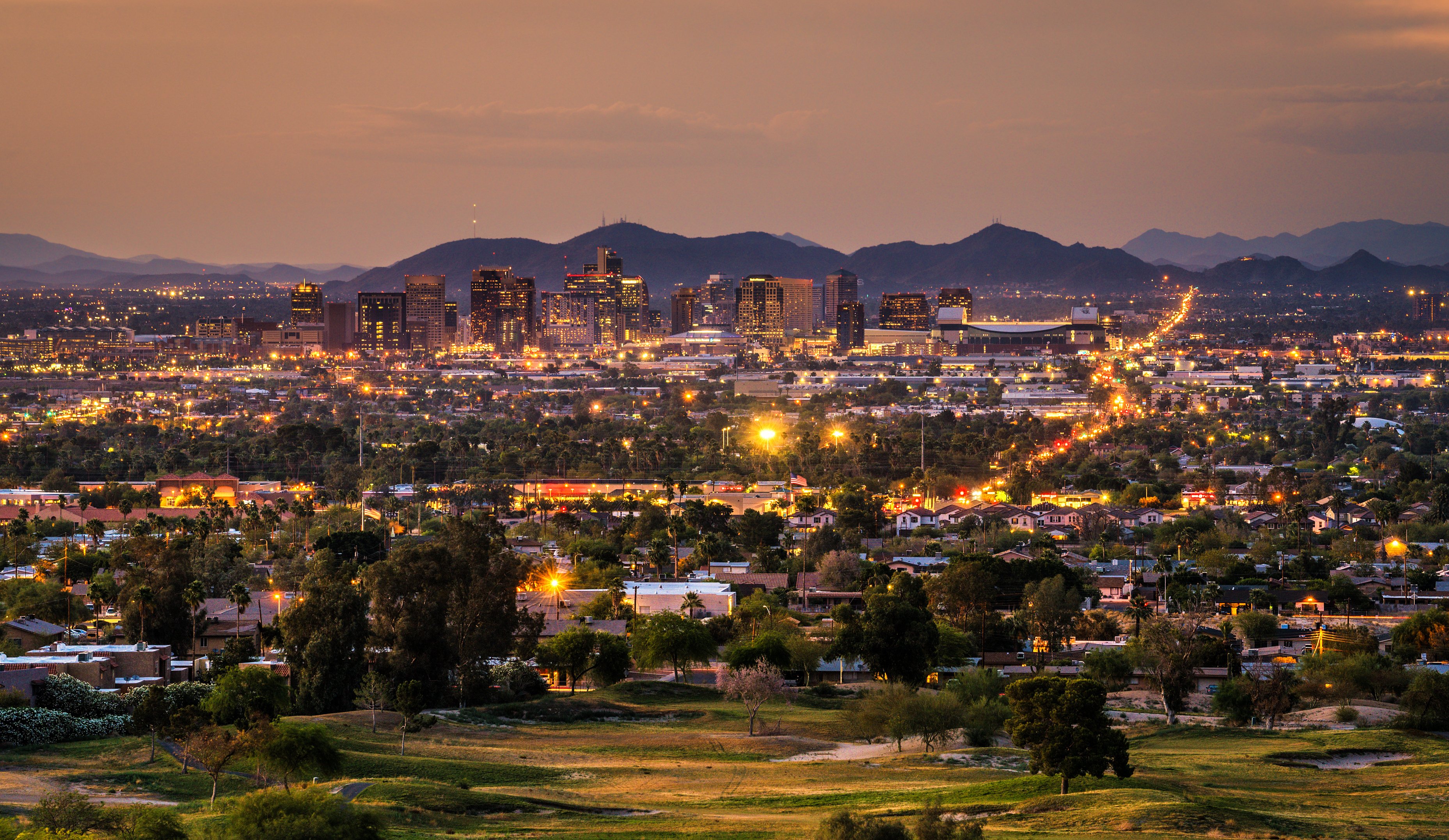 Phoenix, Arizona at dusk.