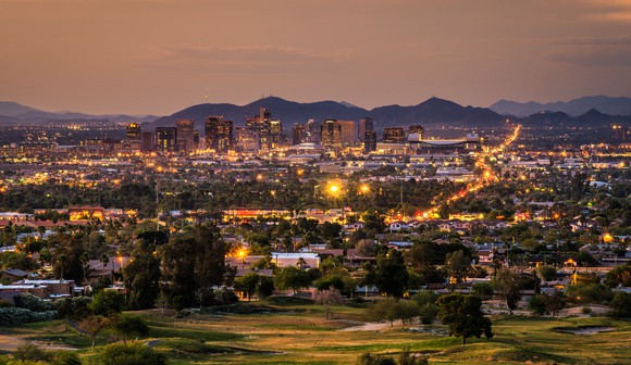 Phoenix, Arizona at dusk.