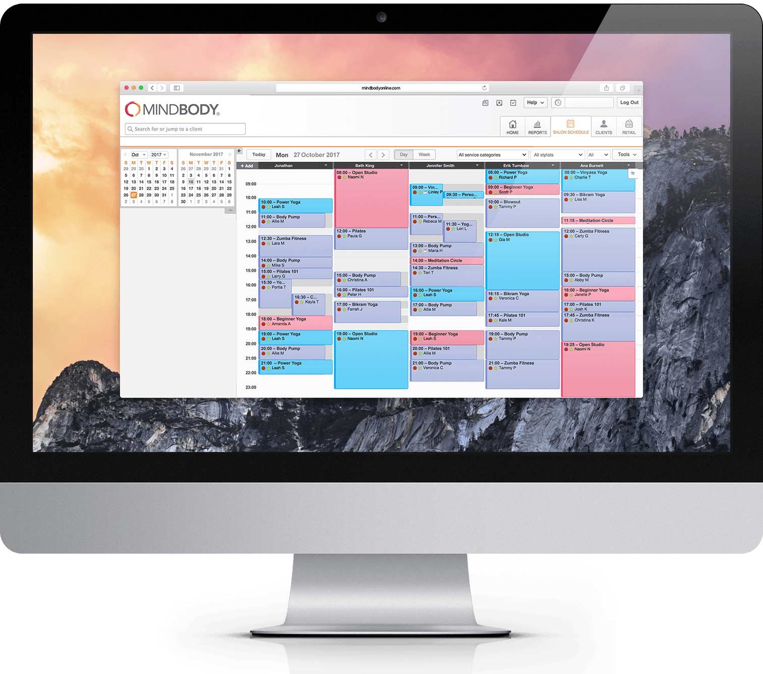 Mindboy schedule management on a desktop computer.