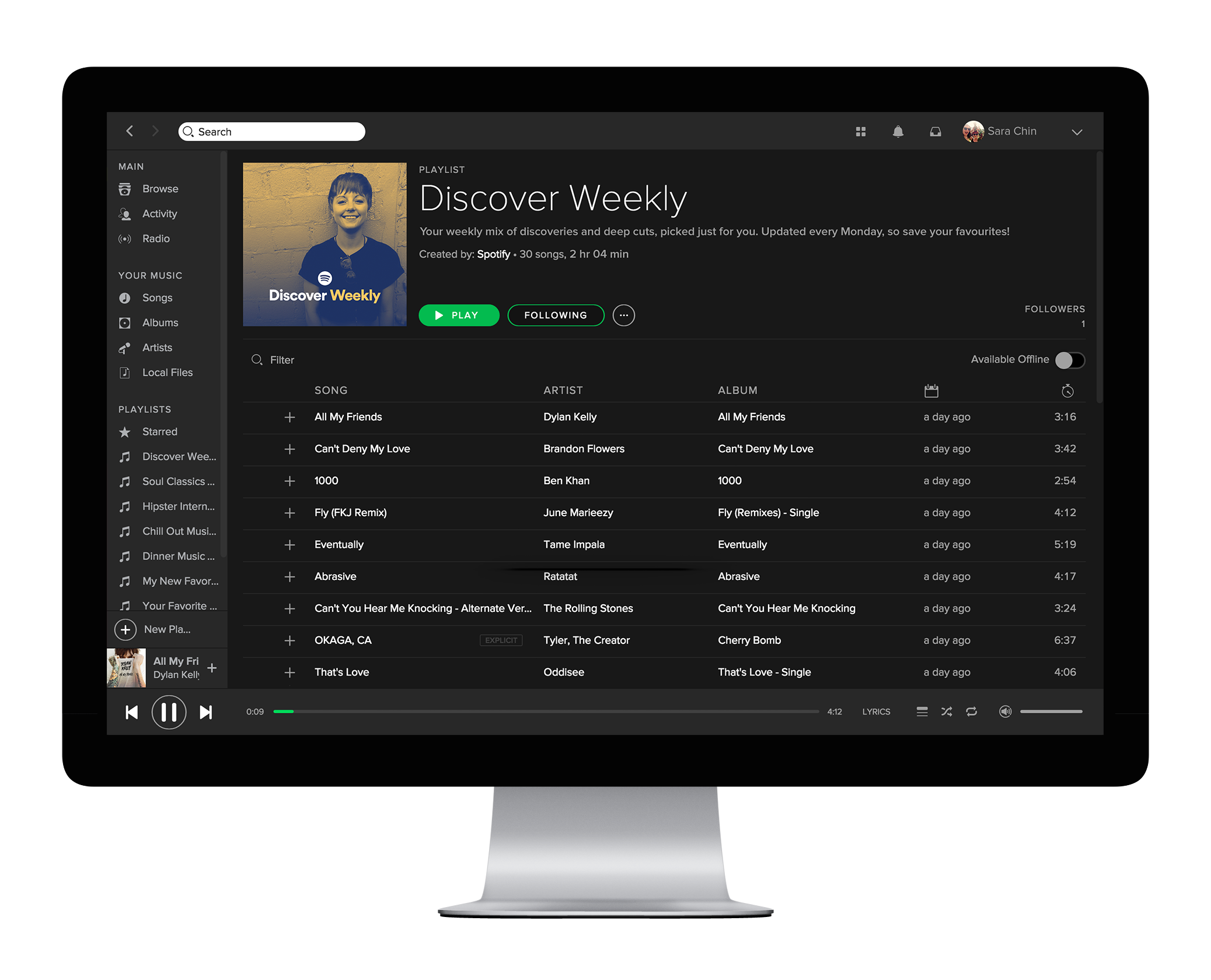 Spotify on a desktop computer.
