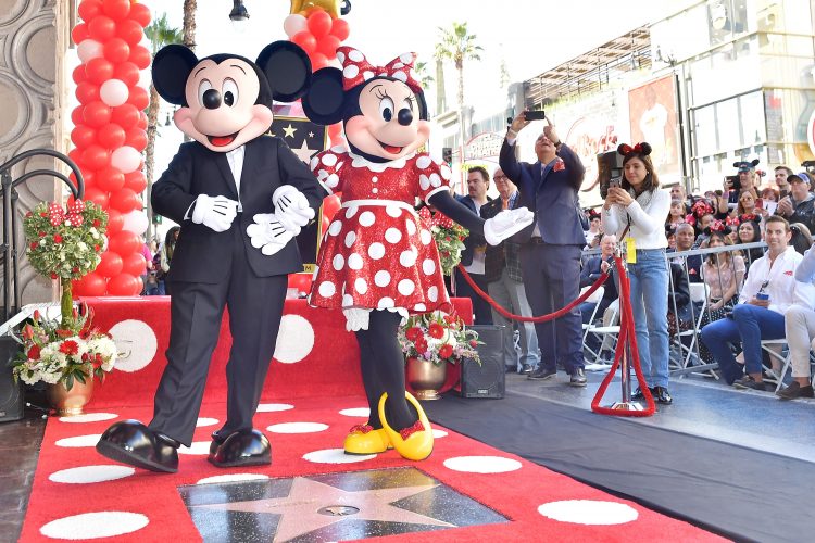 Mickey and Minnie Mouse at the Hollywood Walk of Fame.