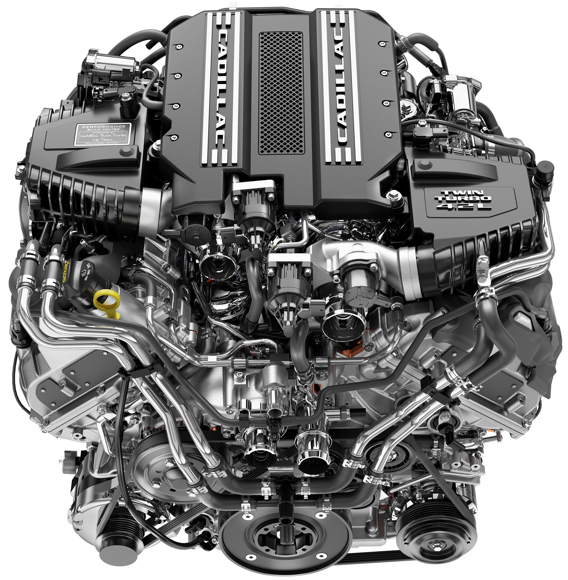 An image of the new V8, which is quite compact given its power output.