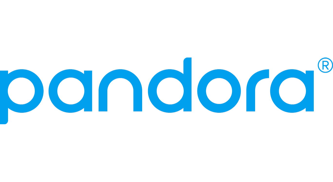 The Pandora logo in light blue