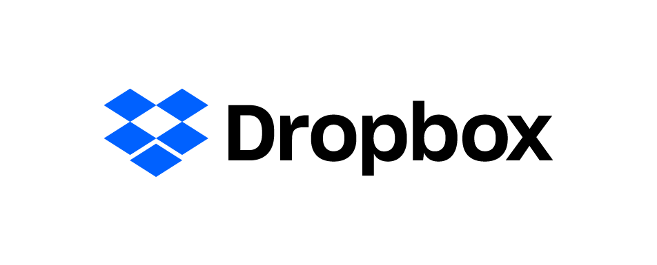 Dropbox company logo, with a representation of an open box next to the company's name. 