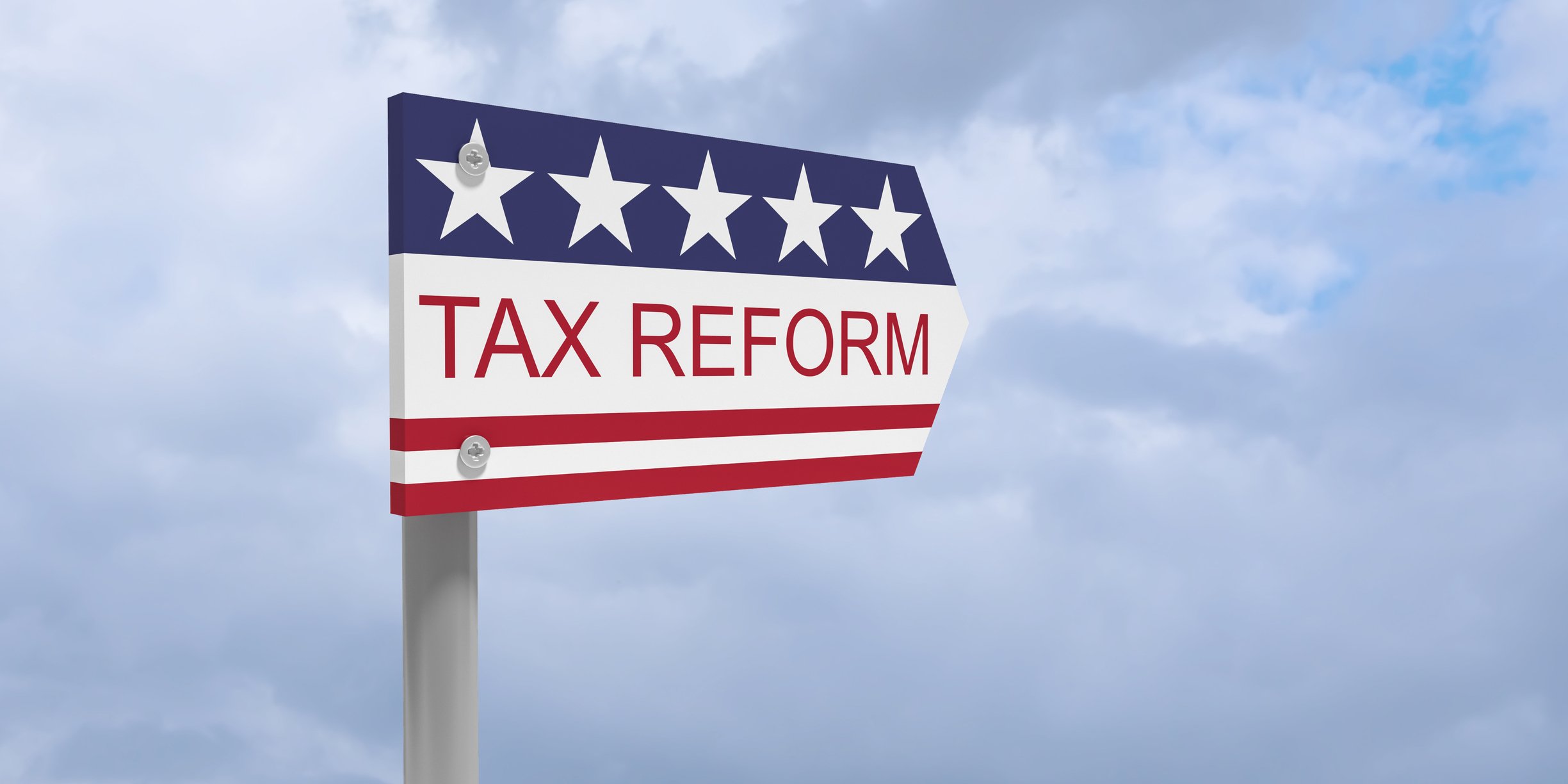 Red, white, and blue tax reform sign 