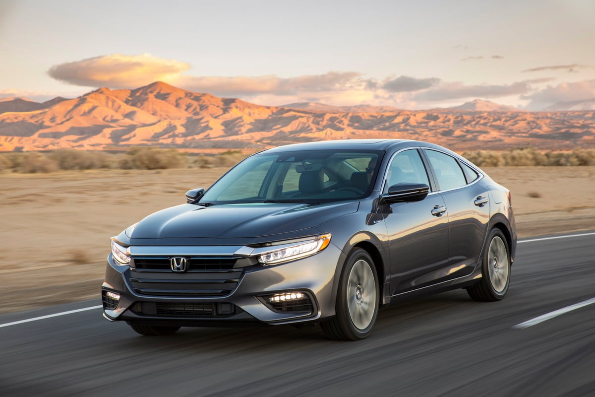 A dark gray 2019 Honda Insight compact sedan.