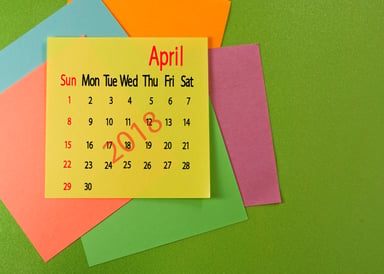 April 2018 calendar on post-it note