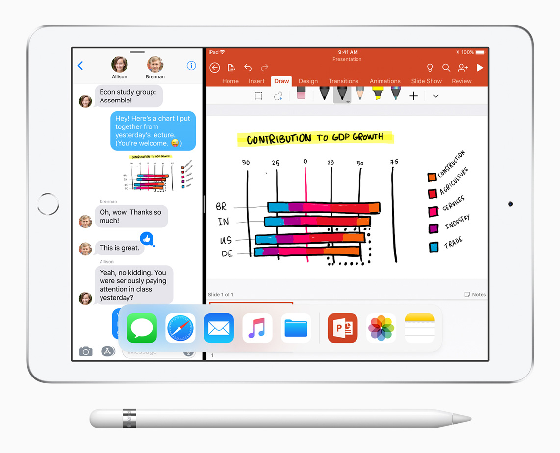 Apple's 9.7-inch iPad and an Apple Pencil