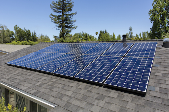 Residential roof with solar. 