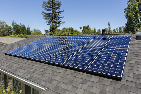 Residential roof with solar. 