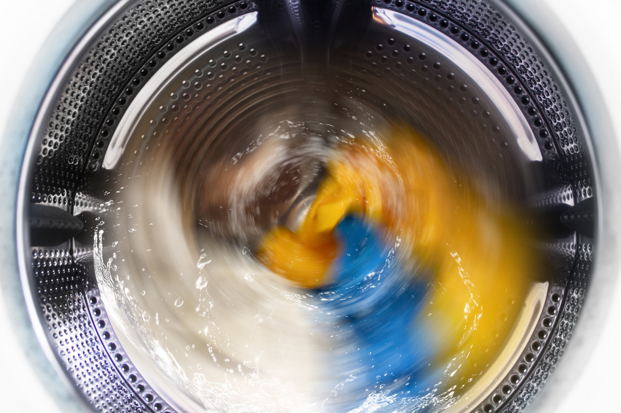 inside of washing machine in operation