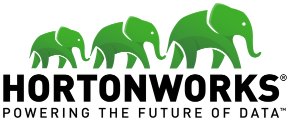 Hortonworks logo with green elephants linking noses.