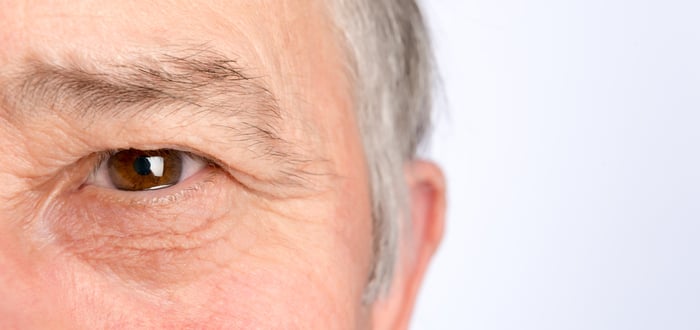 A close-up of a man's face, focused on one of his eyes.