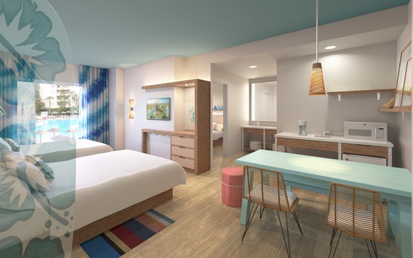 Interior concept art for Dockside and Surfside rooms.