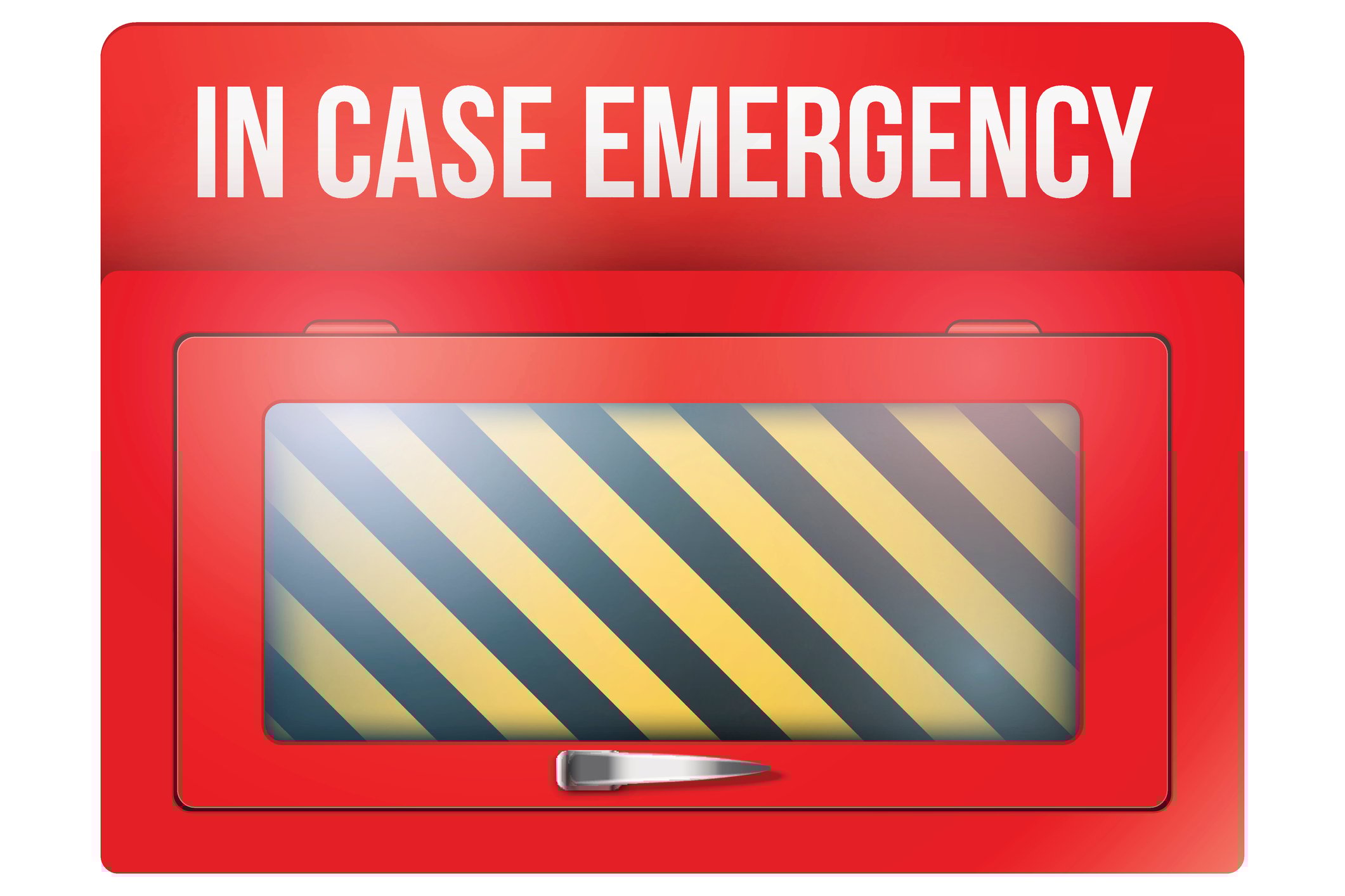 A red box with In Case Emergency printed on top