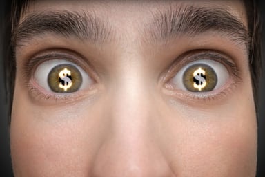 Dollars in eyes