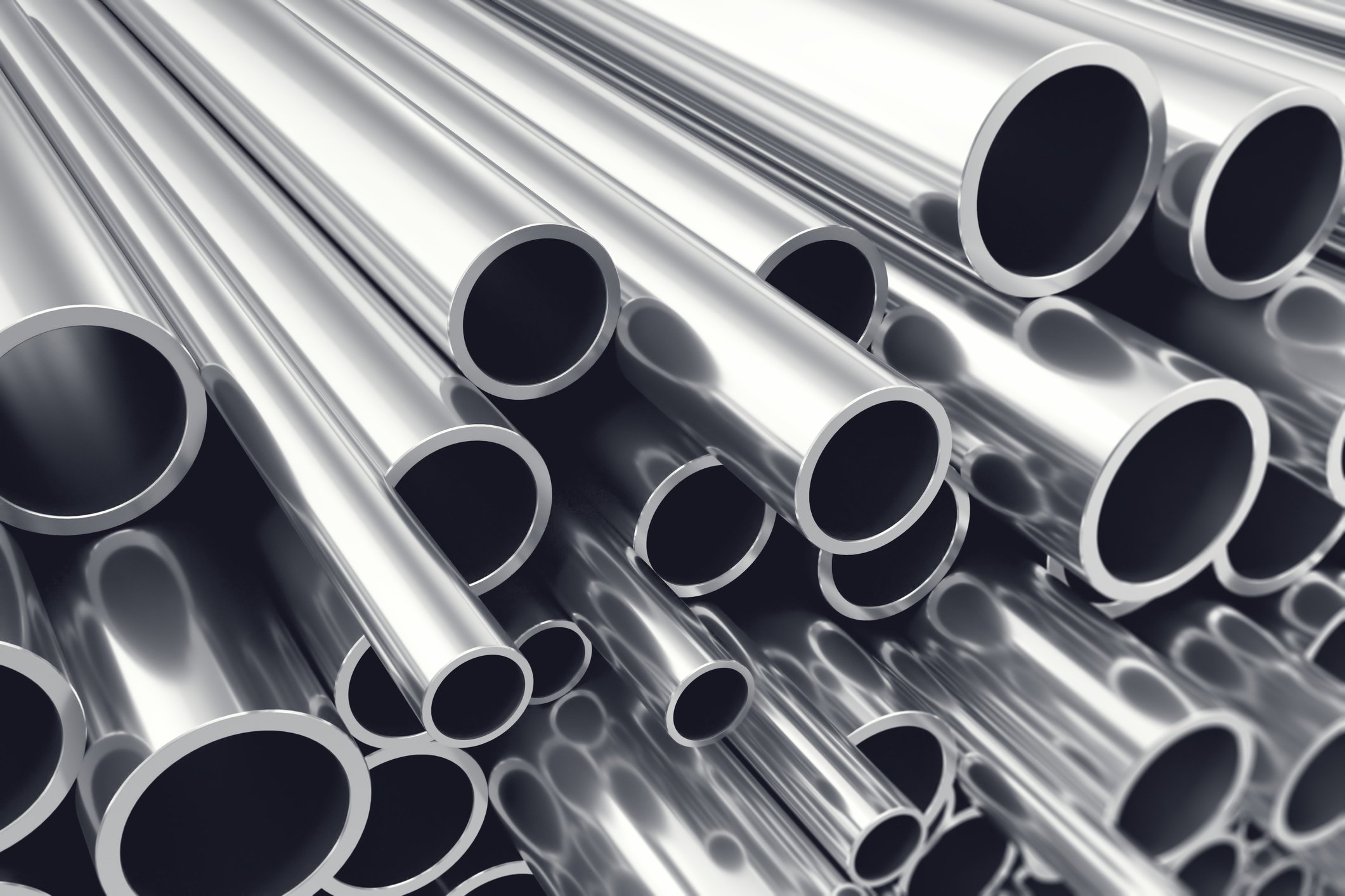 A heap of shiny steel pipes.