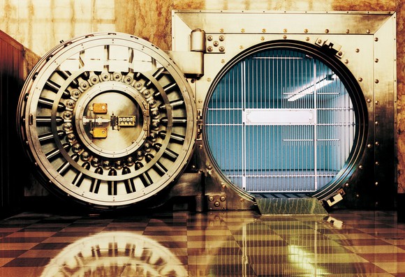 savings bank vault open and empty