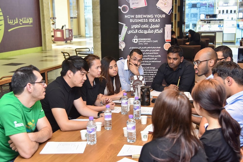 Participants in Starbucks' Opportunity Cafe.