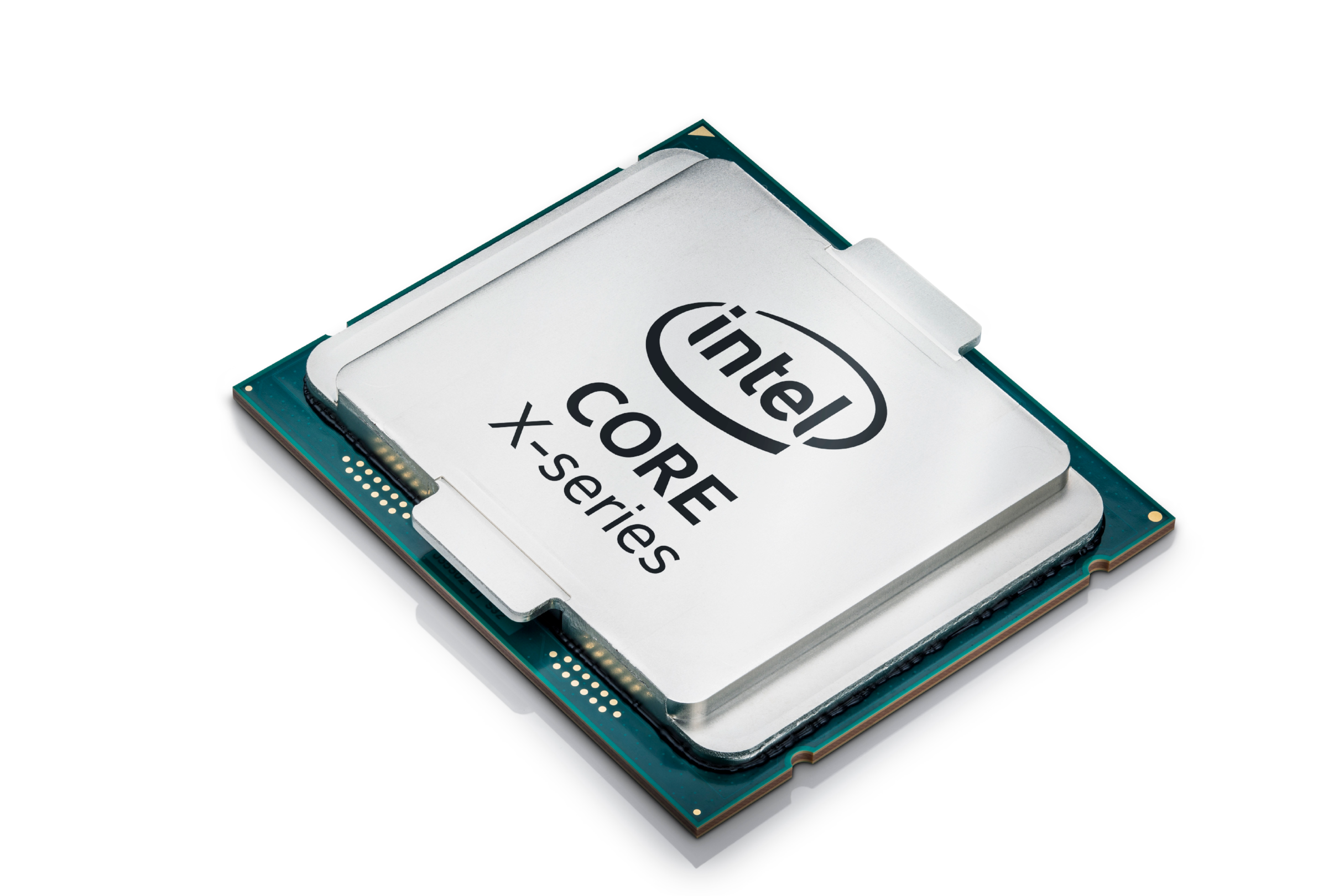 An Intel Core X-series chip, laid out on a plain white backdrop.