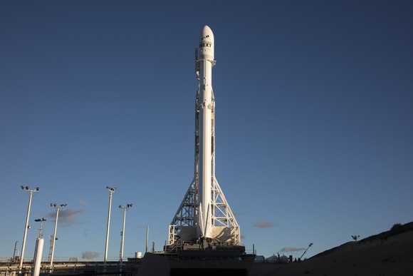 Iridium NEXT satellites readying for takeoff on a SpaceX rocket.