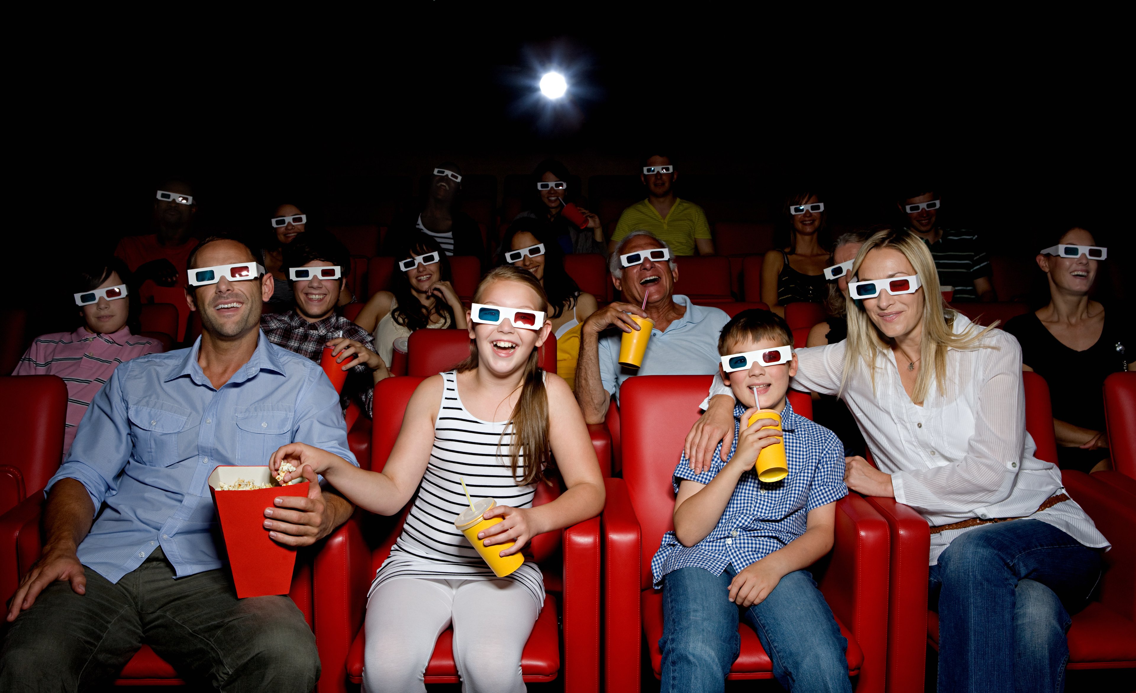 Moviegoers watching a 3D movie.