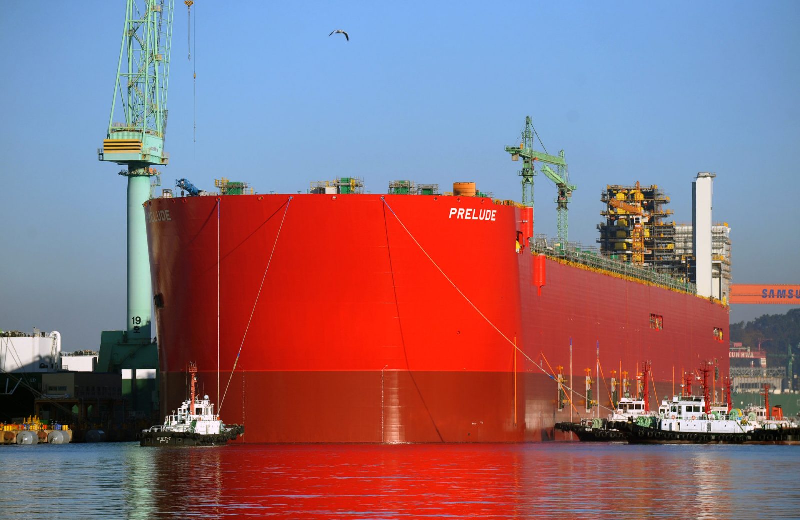 Shell's red-orange Prelude floating LNG facility
