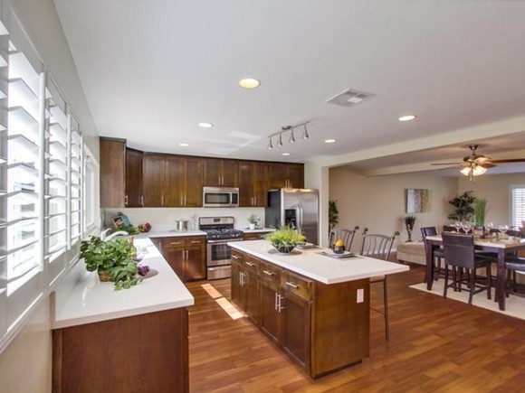 A kitchen with product from Lumber Liquidators