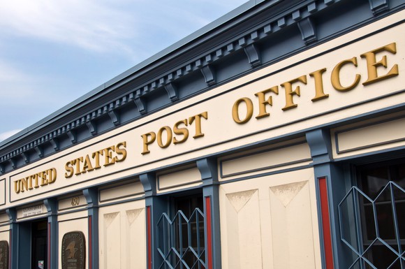 Front of a post office