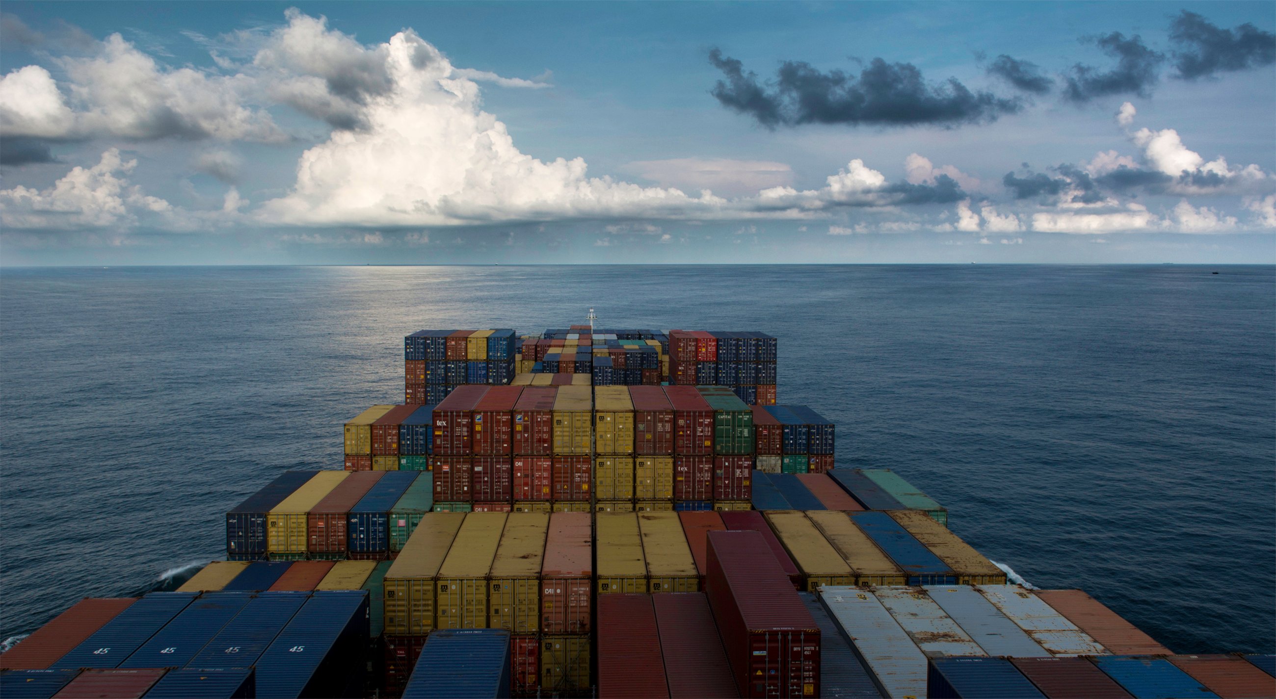A container ship at sea.