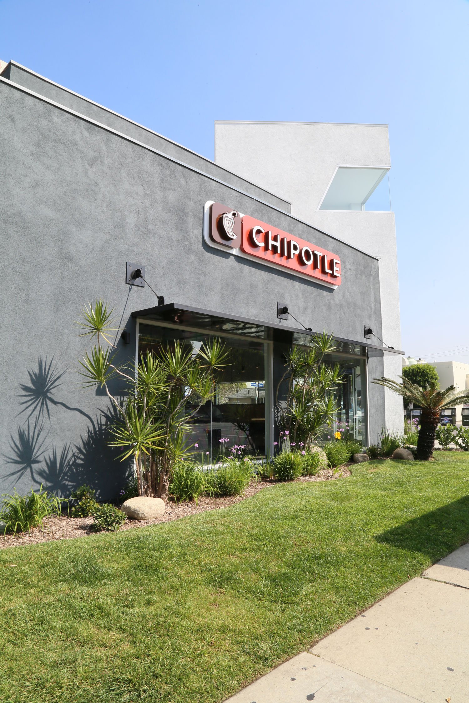 The exterior of a Chipotle restaurant in California.