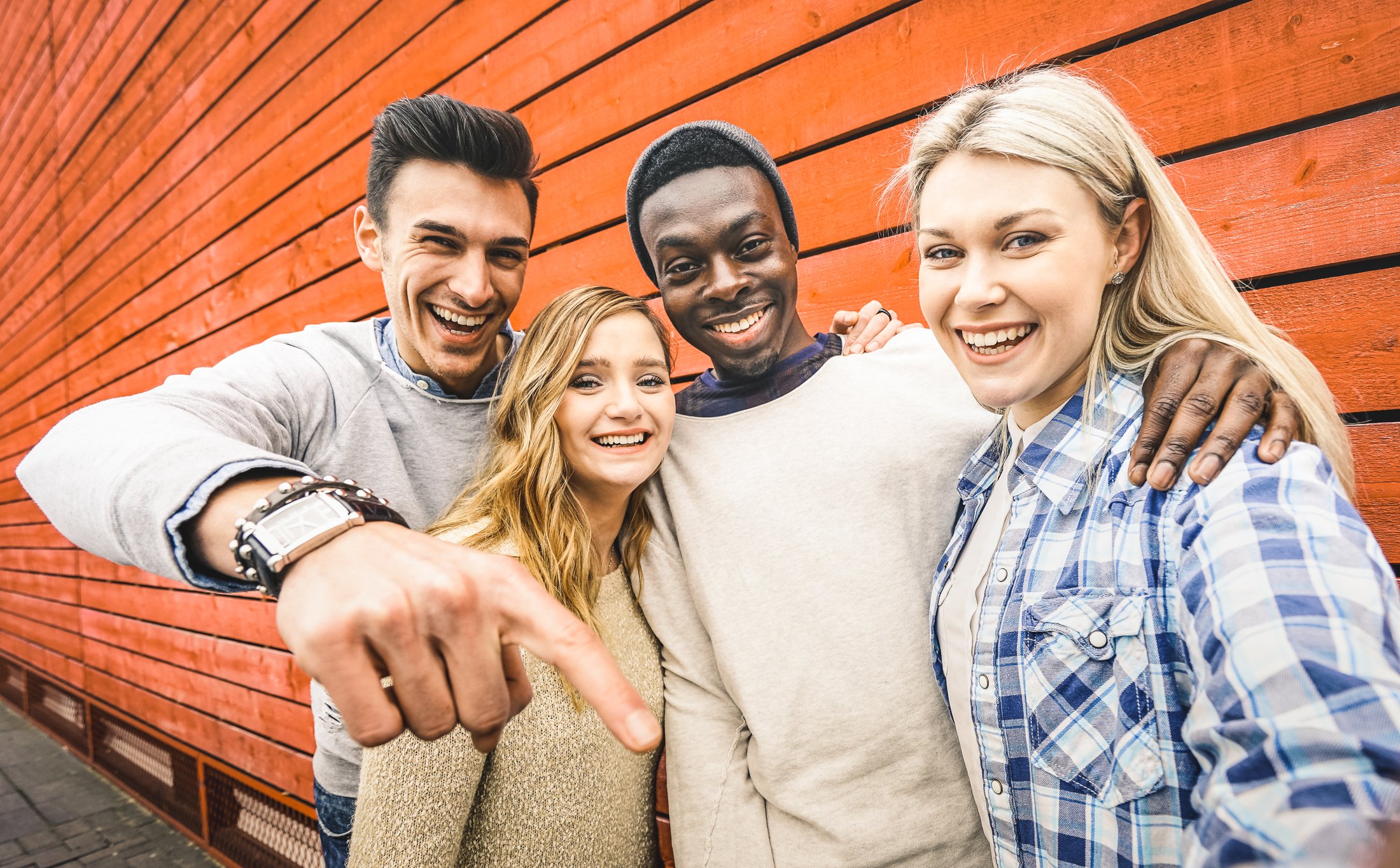 A group of young people posing for a photo