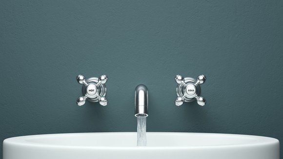 Water flowing from faucet