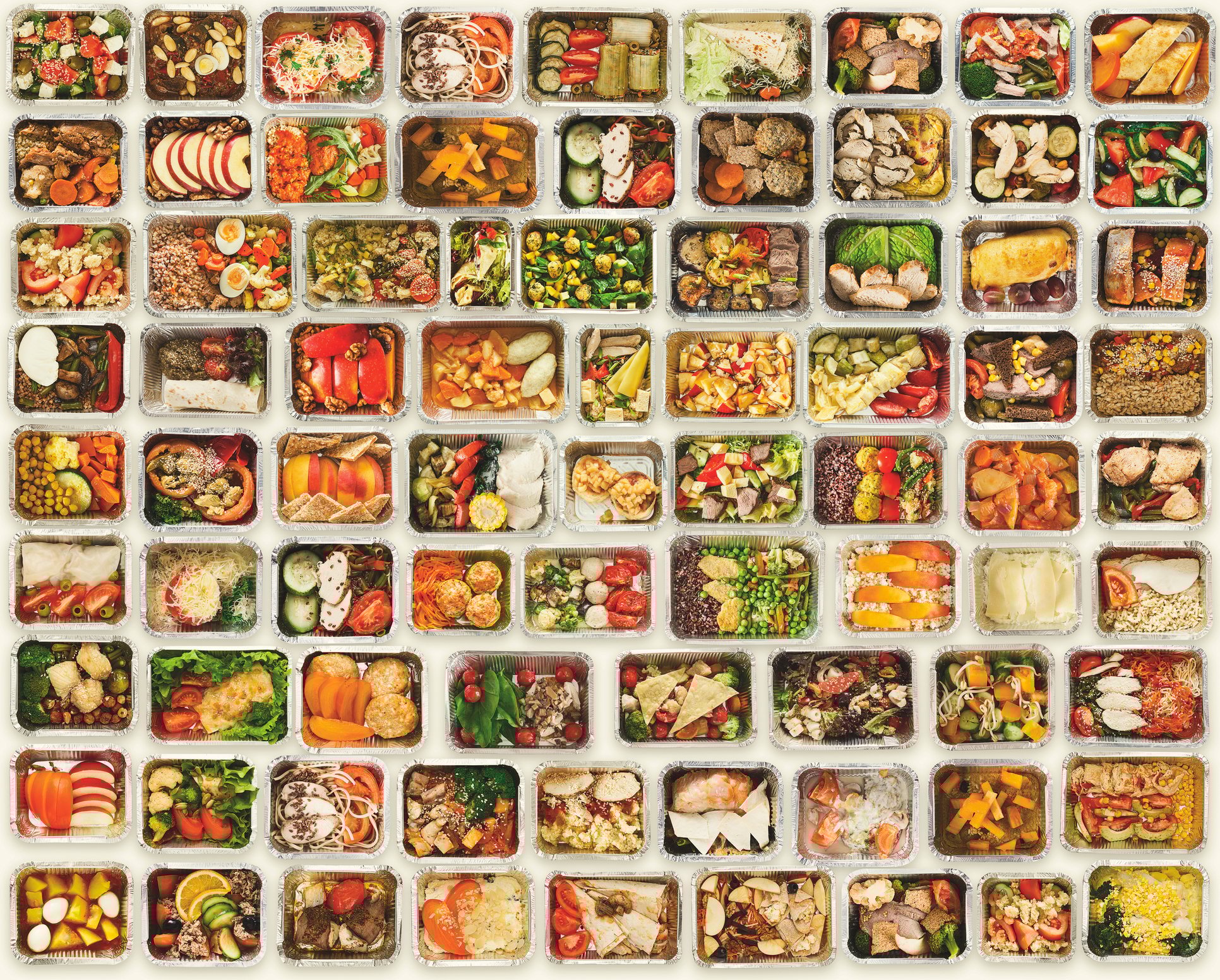 Fresh foods separated into small containers