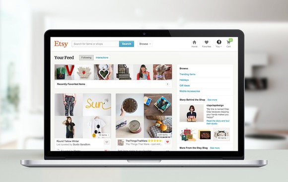 Etsy website displayed on a laptop