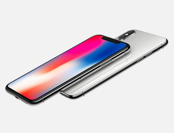 Two iPhone X smartphones displayed back-to-back. Both phones have a silver case.