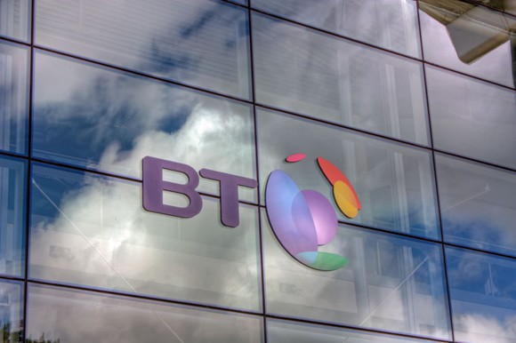 BT logo on the side of a building