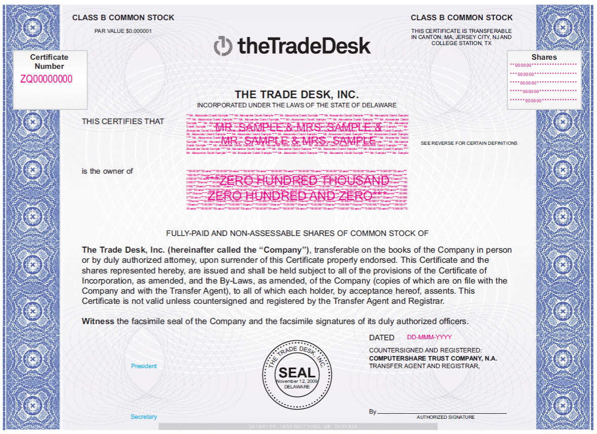 TTD share certificate
