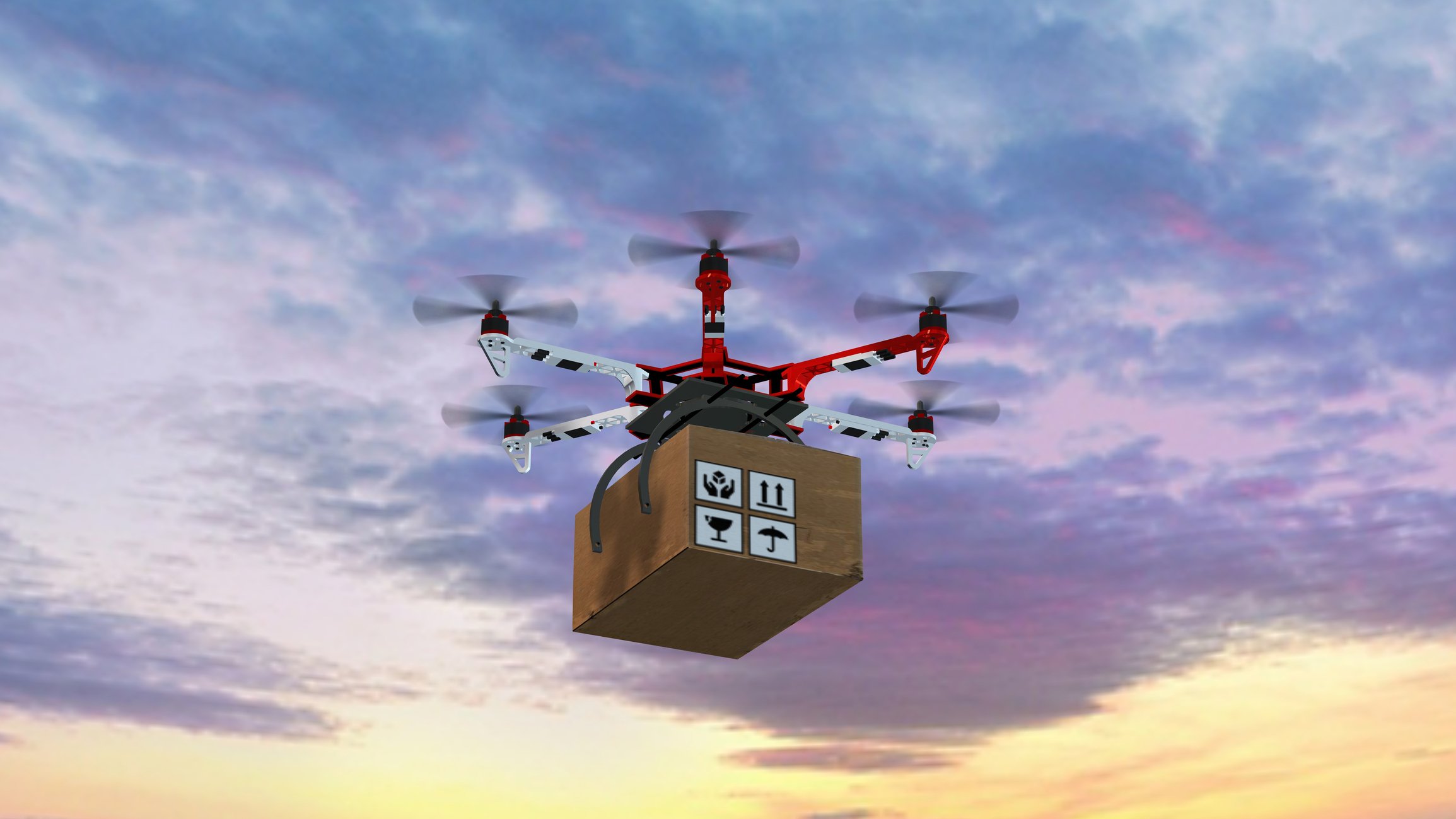 Drone delivering package