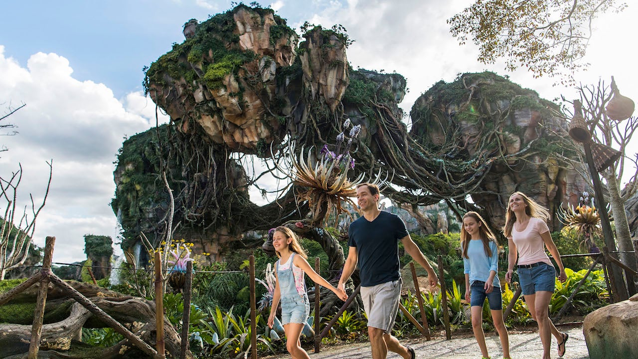 A family walks through Pandora -- The World of Avatar at Disney's Animal Kingdom.