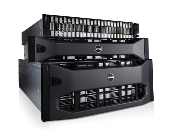 Dell server hardware units stacked on top of each other.