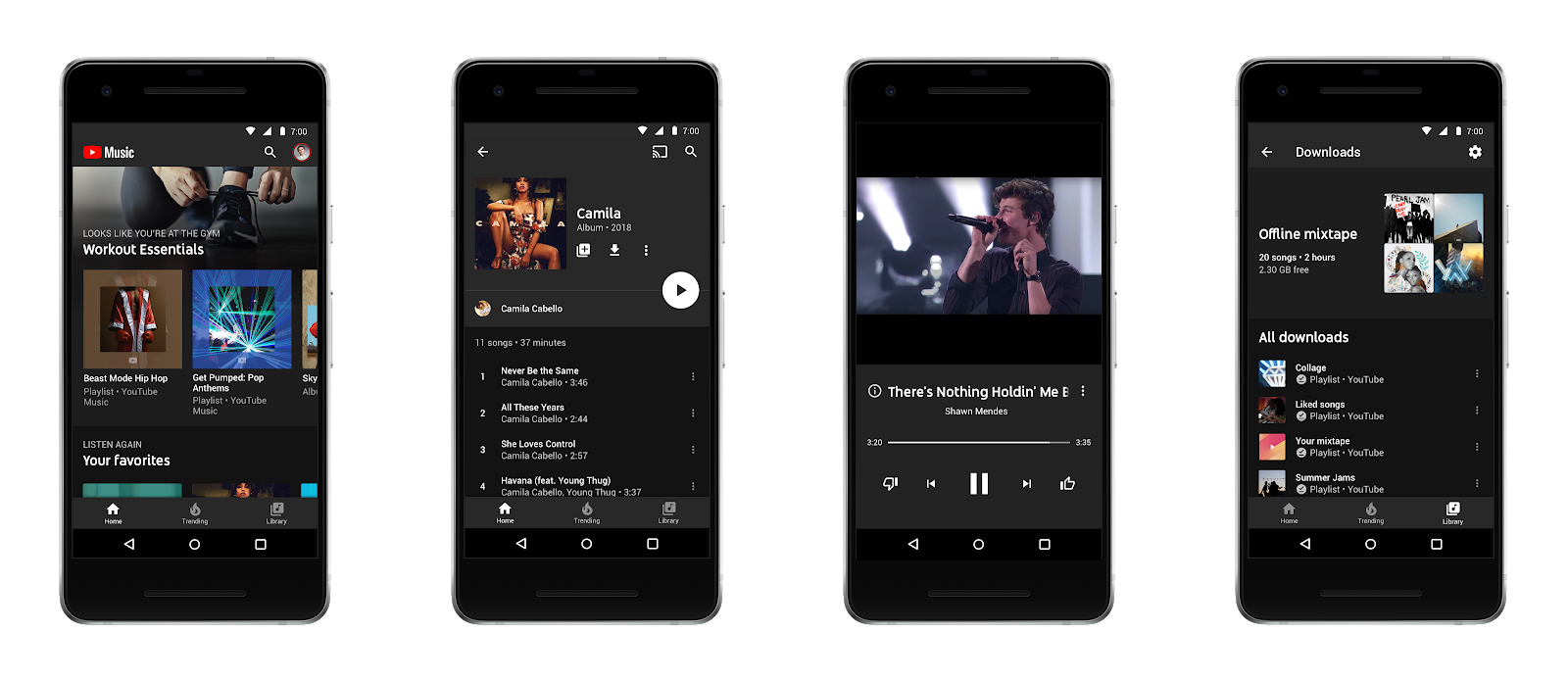 Renderings of the new YouTube Music app
