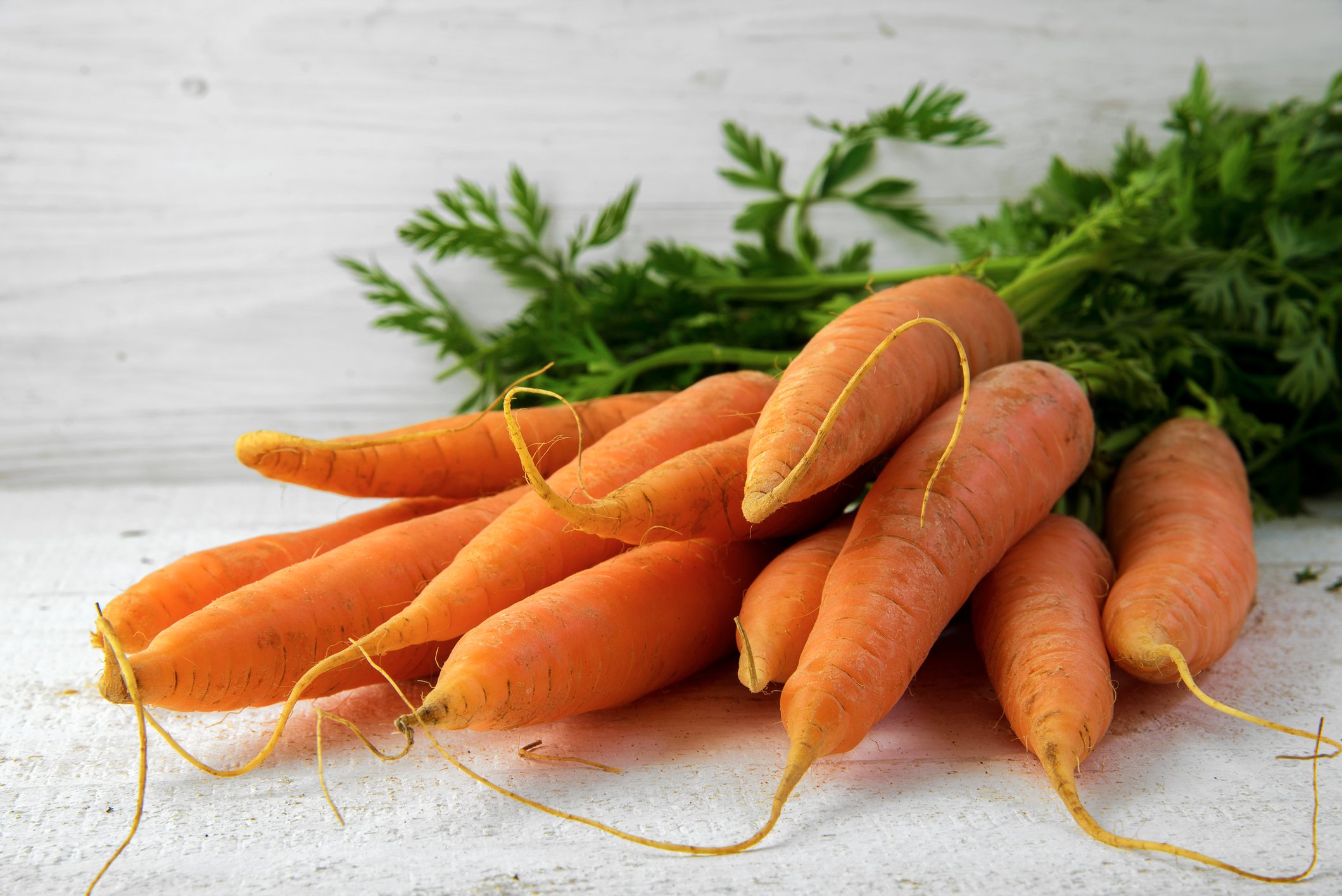 A bunch of organic carrots.