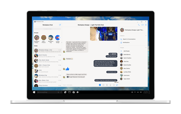 Laptop showing Facebook Workplace on Windows