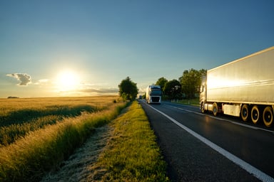 244 semi trucks passing