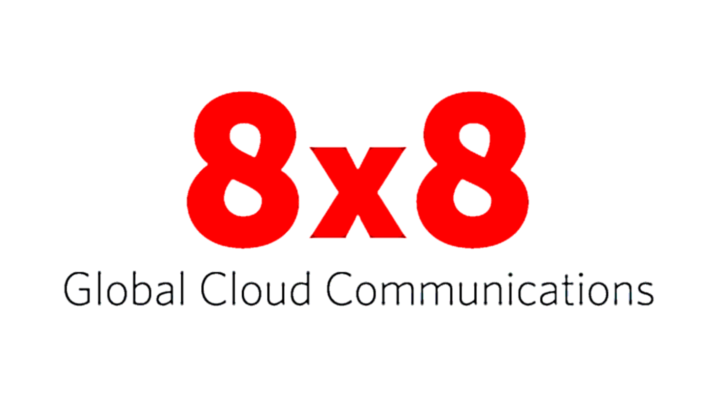 8x8 logo with the tagline, Global Cloud Communications.